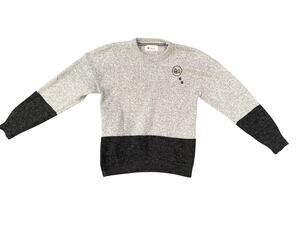 Jane Japanese Black Cat Applique Sweater Gray Colorblock Knit Women's Size M
